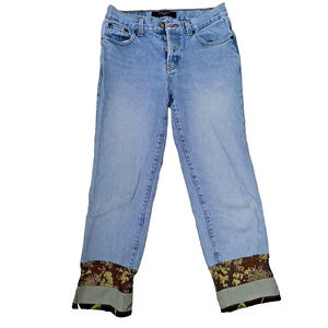 Billy Blues women's cropped jeans blue patches Y2K Size 26 Mid Rise A000167